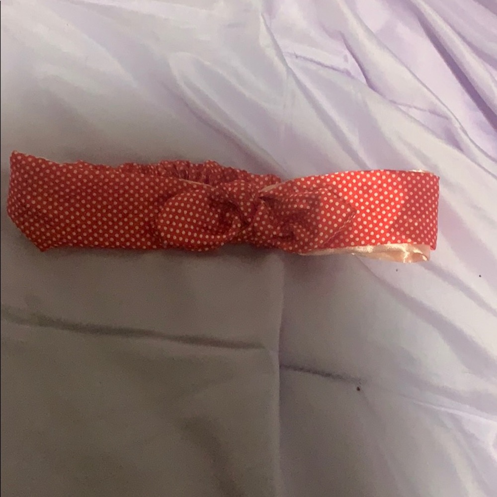 Red and white polka dot headband